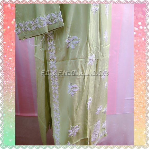 New Size M mint green chikankari embroidered kurti top- Only - Picture 7 of 10